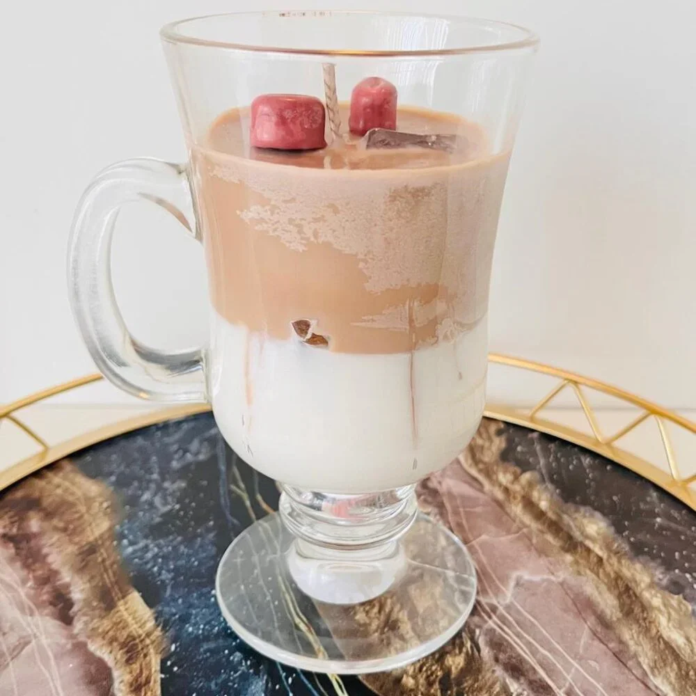 Handmade coffee cup candle, cappuccino-shaped soy candle, realistic home decor,